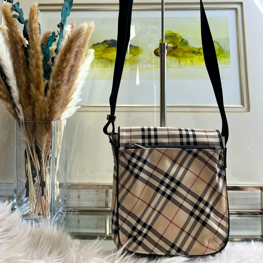 Burberry Blue Label Crossbody in Beige Check Canvas